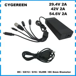 24V 36V 48V 2A Lithium Charger 29.4V 42V 54.6V 2A For 13S 48 V Li-ion Battery Charger DC GX12 GX16 XLRM Plugs