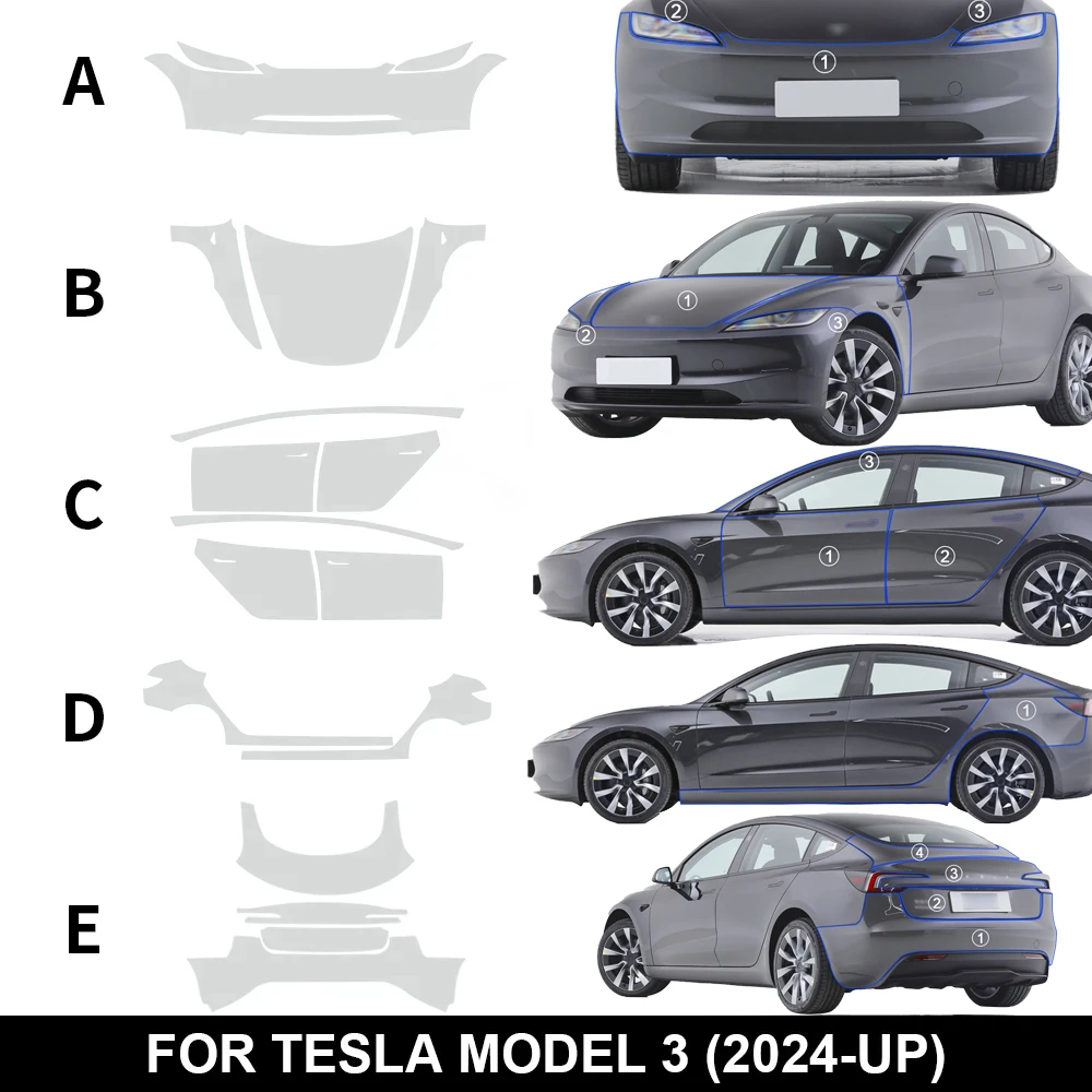 TPU invisibile auto paraurti vernice pellicola protettiva reggiseno trasparente PPF decalcomania Kit per Tesla modello 3 Highland 2024-Up accessori