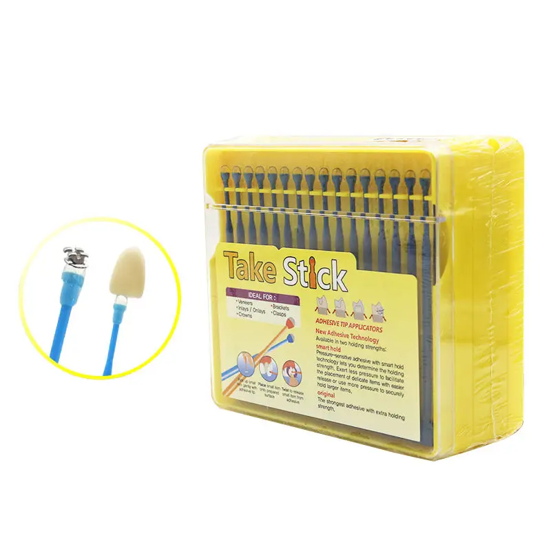 64pcs/pack Dental Materials Adhesive Applicator Tips Take Stick For Veneers And Crowns Dental Consumables