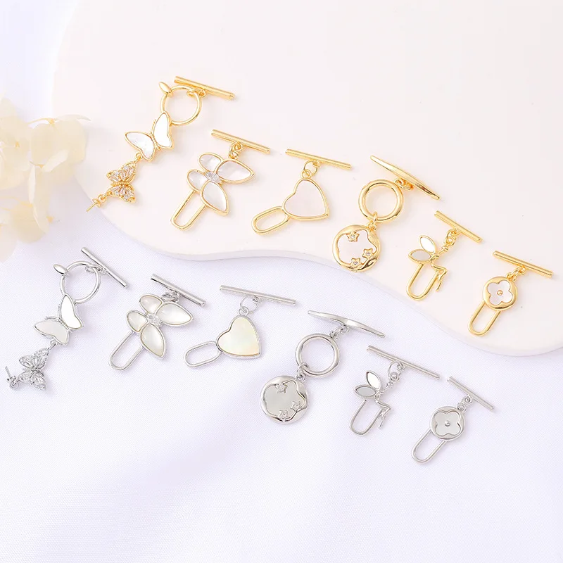 

1 Piece Copper Gold Plated Shell Butterfly OT Buckle DIY Beaded Bracelet Necklace Connector Jewelry Accessories Material