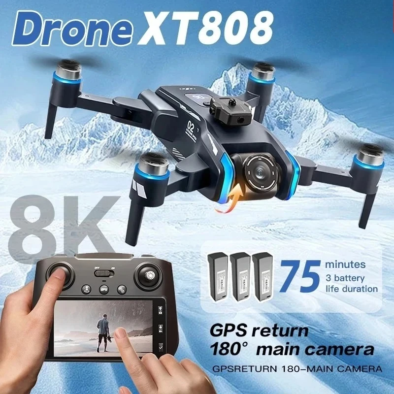 Original XT808 GPS Drone 4K Professional 8K HD Dual Camera Brushless Motor avoidance WIFI FPV Foldable RC Quadcopter Helicopter