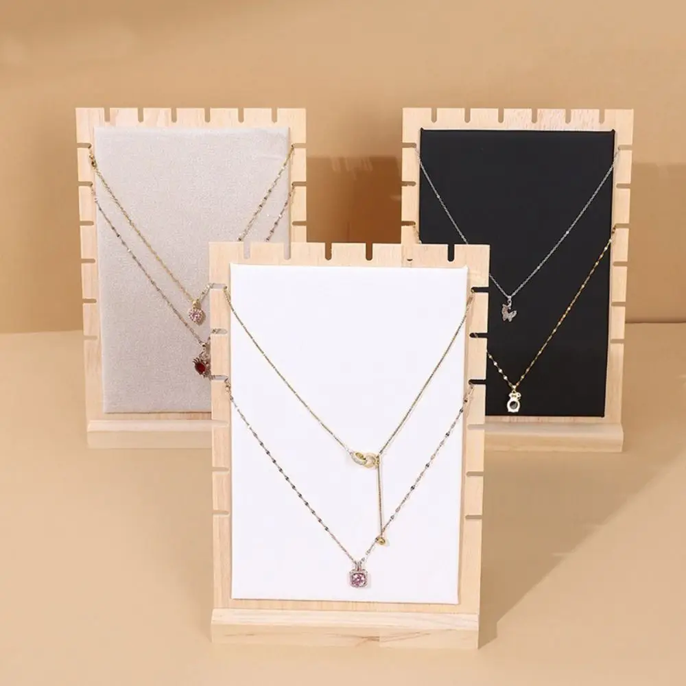Baru Kayu Perhiasan Tampilan Berdiri Persegi Dilepas Anting-Anting Rak Vertikal PU Kalung Organizer Perhiasan