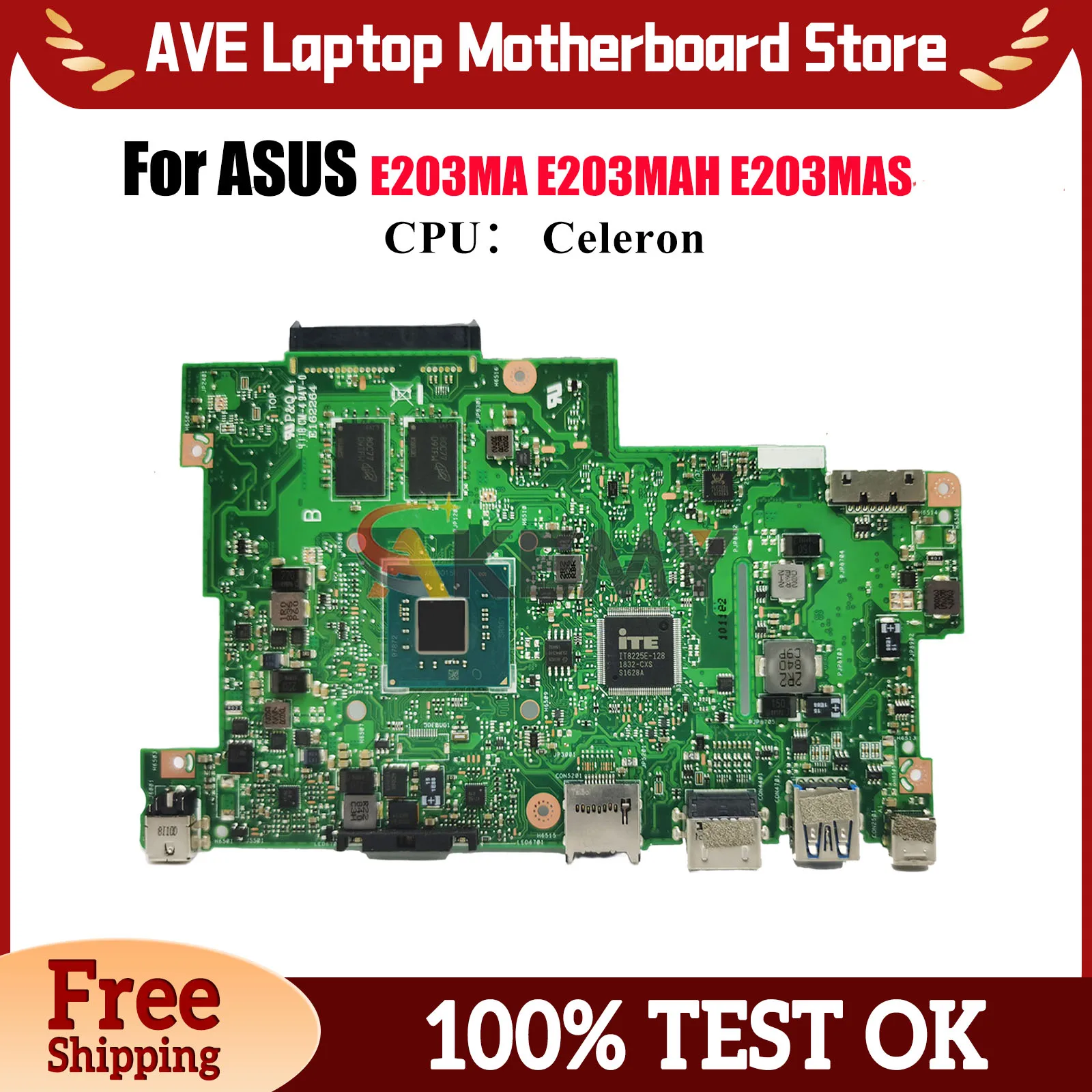 

E203MA Материнская плата для ноутбука ASUS EeeBook L203MAH E203MAS L203MA E203MA E203MAH E203M Материнская плата с процессором Celeron 100% тест в порядке