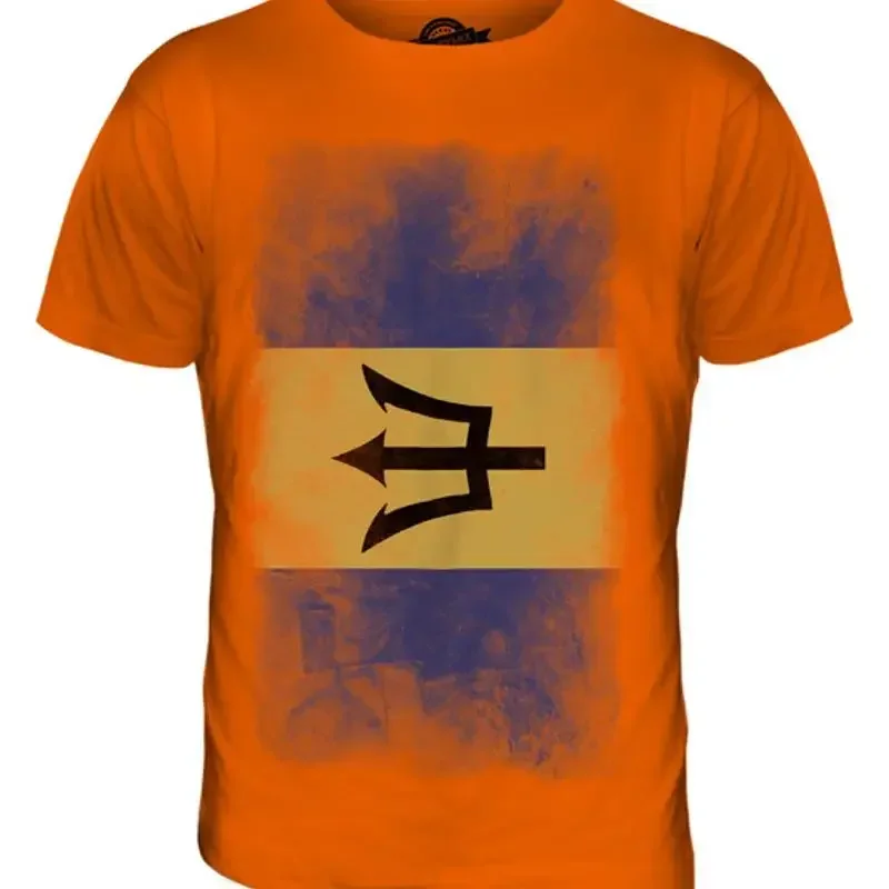 BARBADOS FADED FLAG MENS T SHIRT TEE SHIRT XS S M L XL 2XL 3XL 4XL 5XL