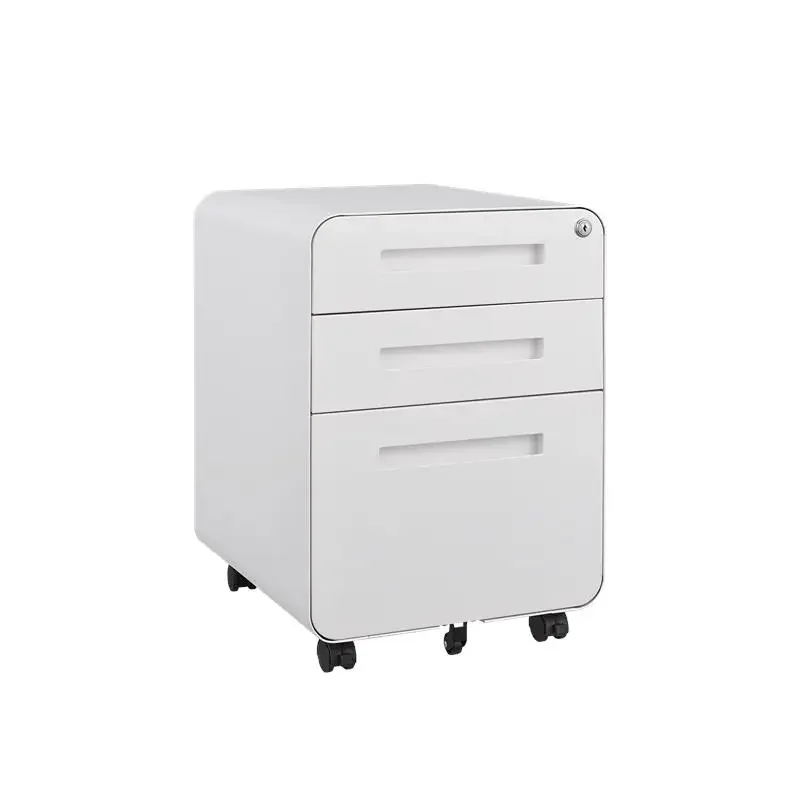 Mobile Filing Drawers Cabinet Round Edge Metal 3 Drawer Pedestal Cabinet For Home Office