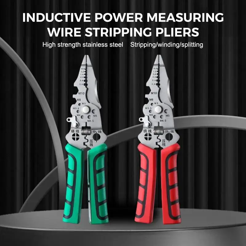 Inductive Wire Stripping Pliers Non-Slip Grip Handle Sharp Cutting Crimping Pliers for Telephone Line Maintenance