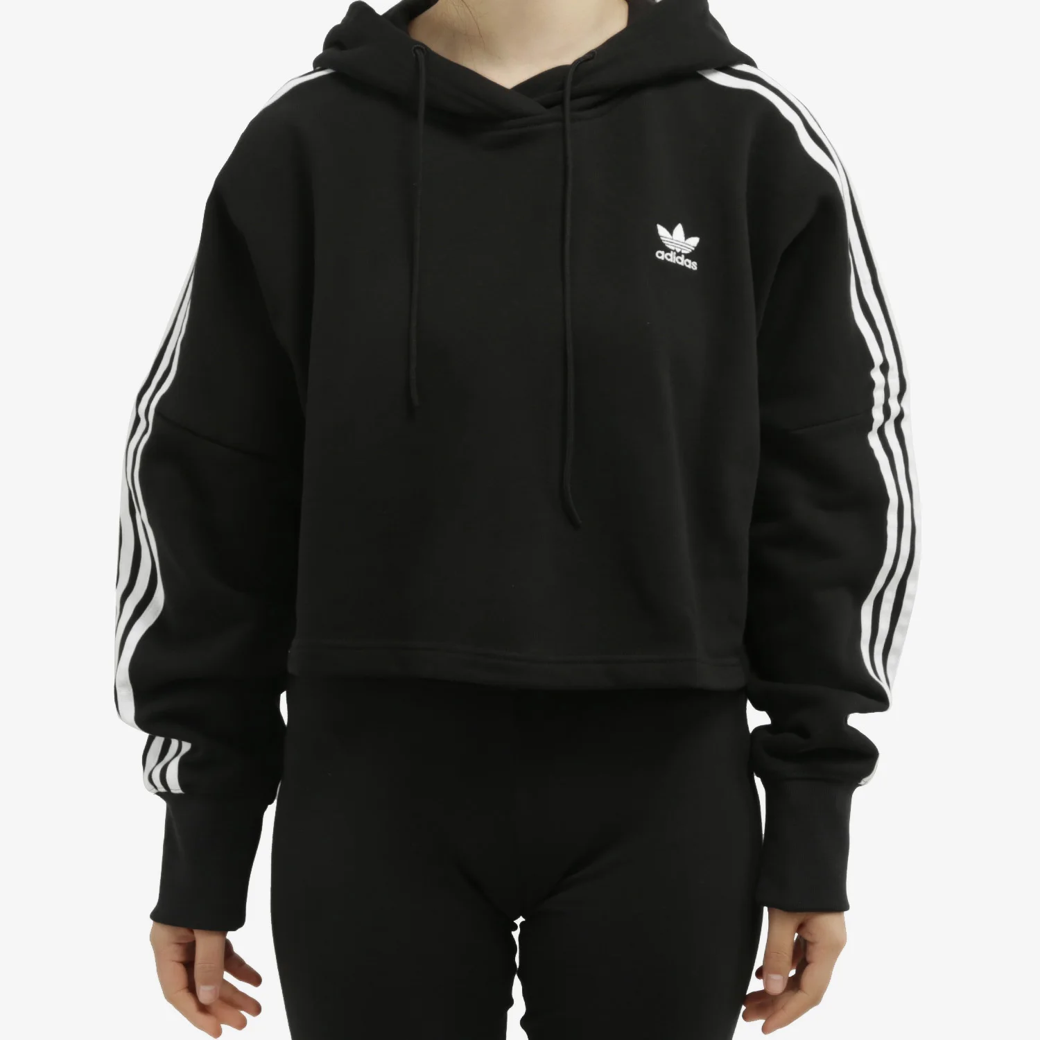 

Adidas official genuine Trefoil women's short hooded knit sweatshirt ED7554