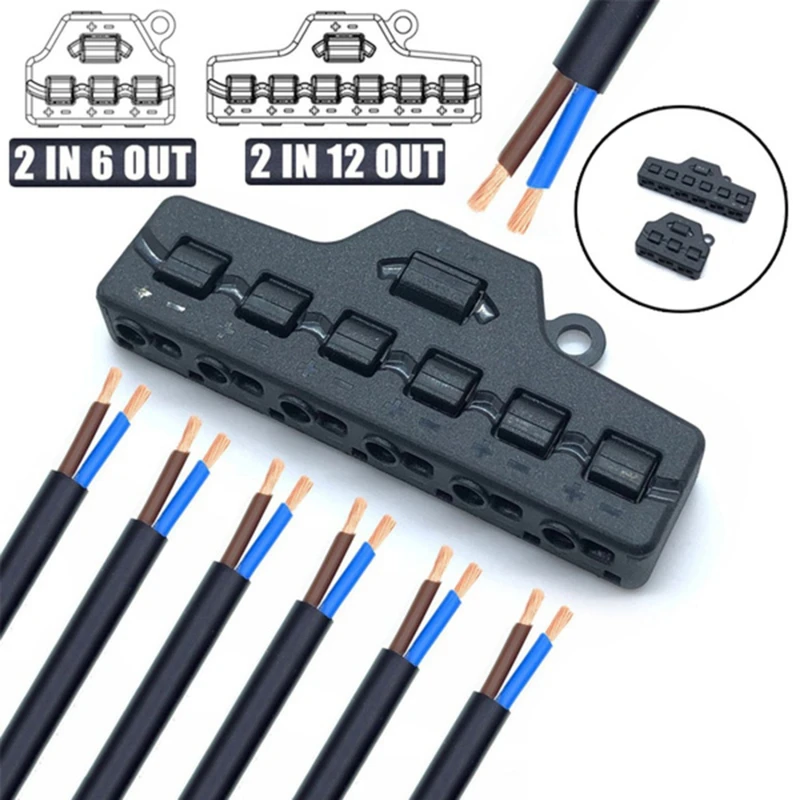 1PCS New Quick-connect Wire Splitter for LED Lights（2 IN 12 OUT/2 IN 6 OUT）