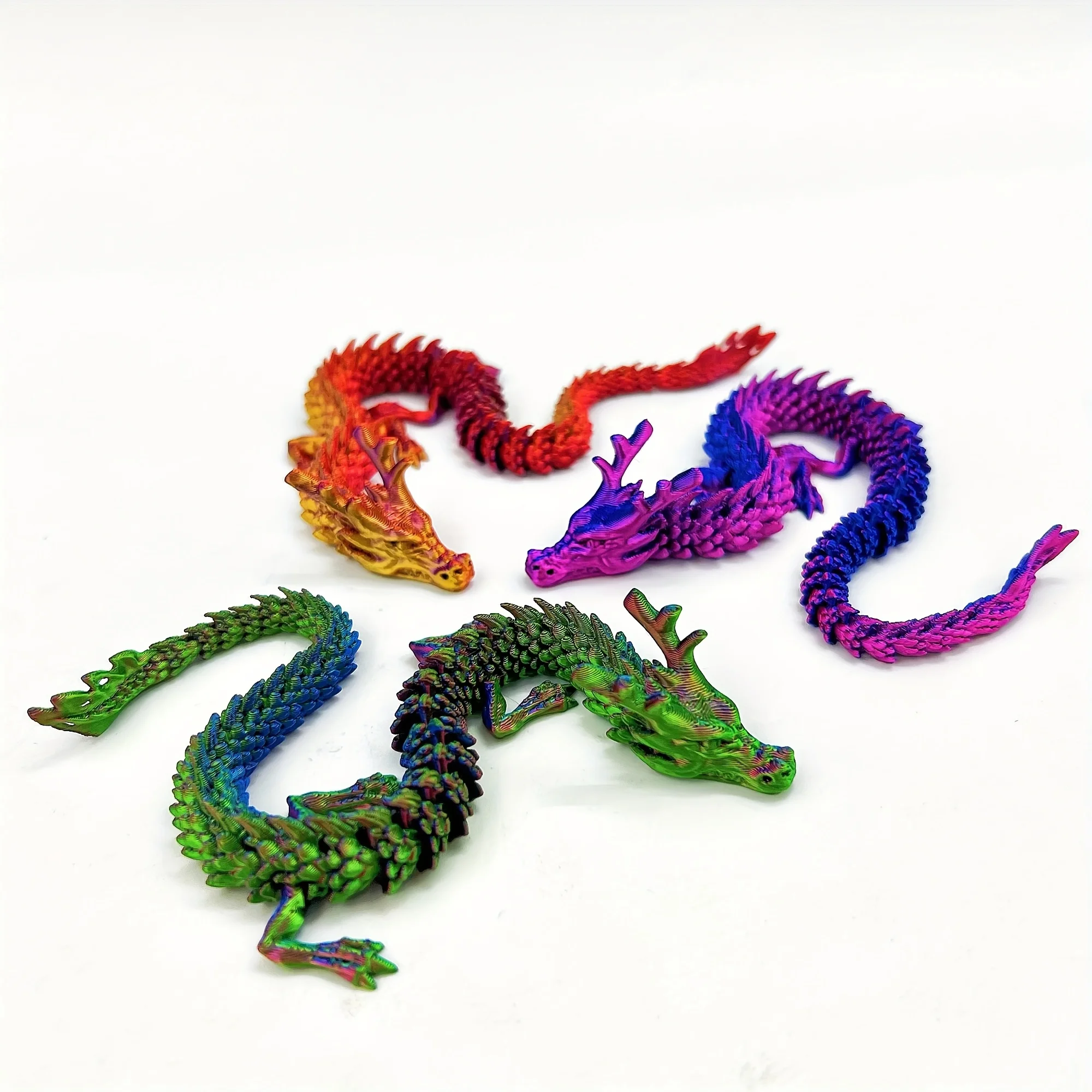 3D printing Chinese Loong+gem egg, multi-color gradient, home and office desktop decoration, creative decorations Christmas gift