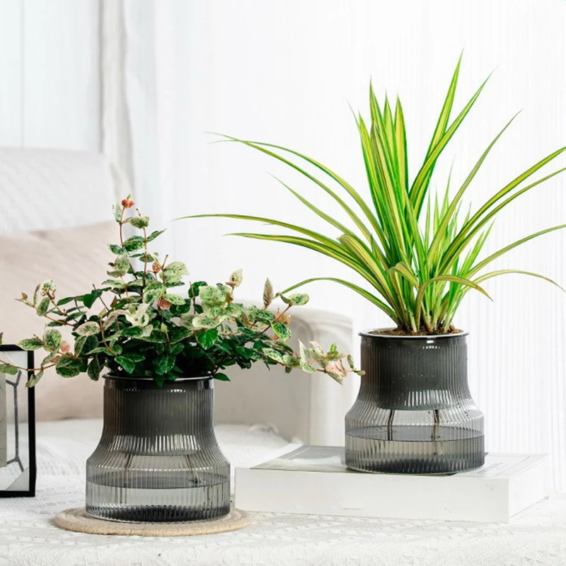 Mini pot de fleur à arrosage automatique, pots de plantes en plastique transparent, jardinière de poisson précieux, vase pour la décoration de la maison