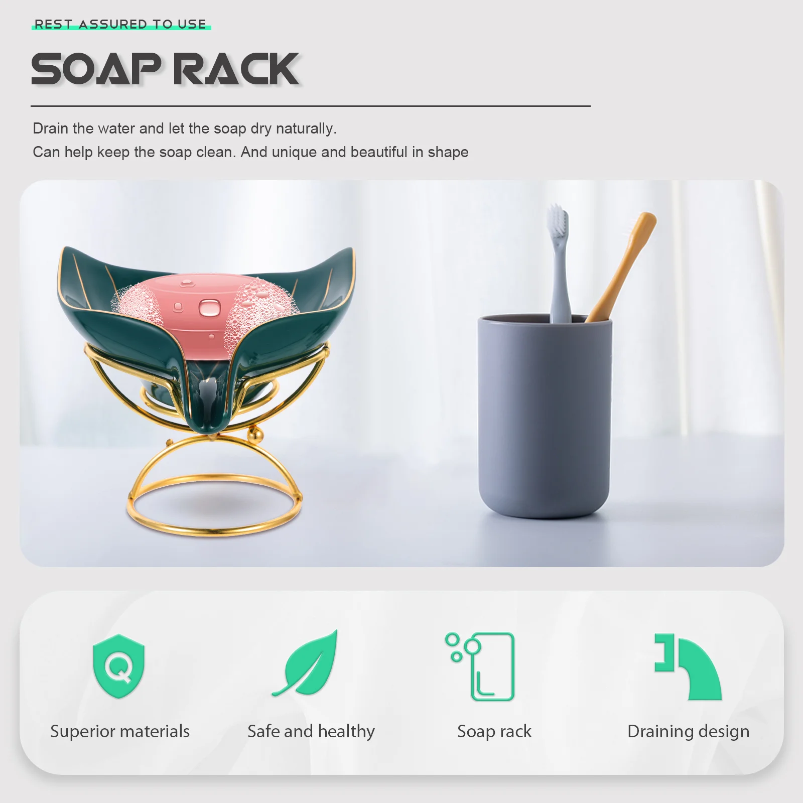 

1Set Draining Soap Box Ceramic Material Mermaid Tail Style Soap Storage Holder for Bathroom Shower Kitchen Home Use Exquisite