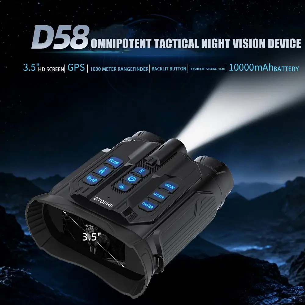 ZIYOUHU D58 Compass GPS Pressure Detection WIFI Large Screen Dual Tube Ranging Infrared Night Vision Device 18x Digital Zoom