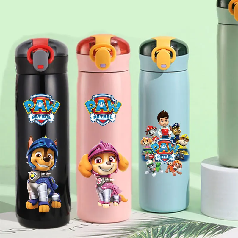 PAW Patrol 460ml Thermal Cup Bouncing Children's Straw Cup Chase Skye Marshall Spots Portable Stainless Steel Bottle Kids Gifts