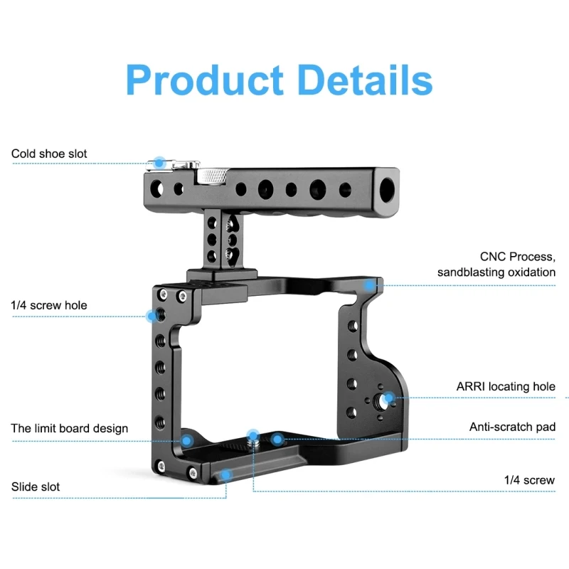 PULUZ Video Camera Cage For Sony A6600 / ILCE-6600 Camera Metal Stabilizer Rig Cage with Handle