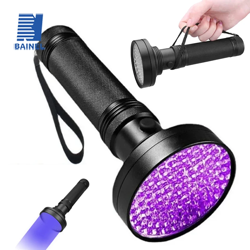 

Multi Functional 100LED UV Flashlight UV Flashlight AA Battery Powered Pet Stain Detection Portable LED Lighting