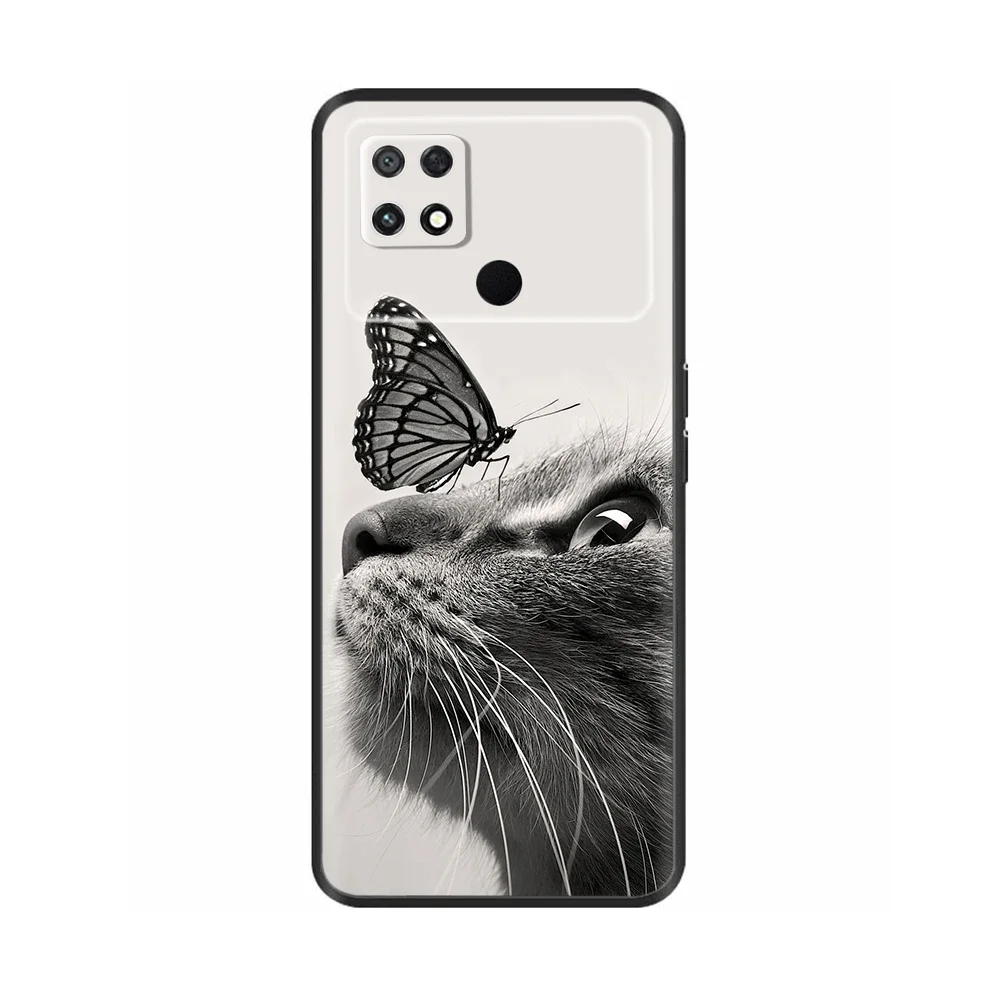 Per Poco C40 PocoC40 C 40 custodia morbida TPU Cute Butterfly Cat Cover protettiva in Silicone per Xiaomi Poco C40 custodie per telefoni 2022 Fundas