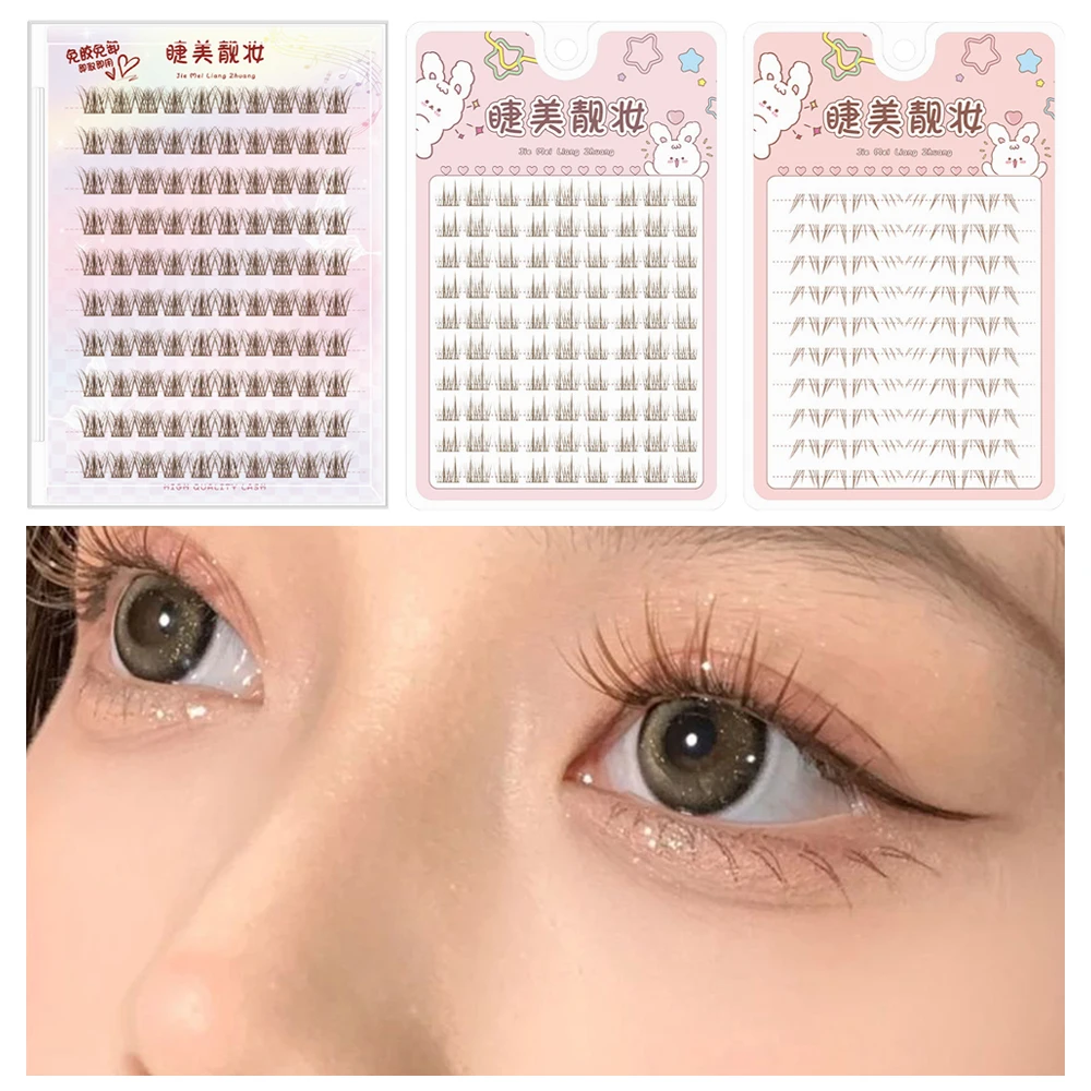 Único cluster auto adesivo cluster cílios olhar natural macio fofo sem cola cílios postiços reutilizáveis feitos à mão