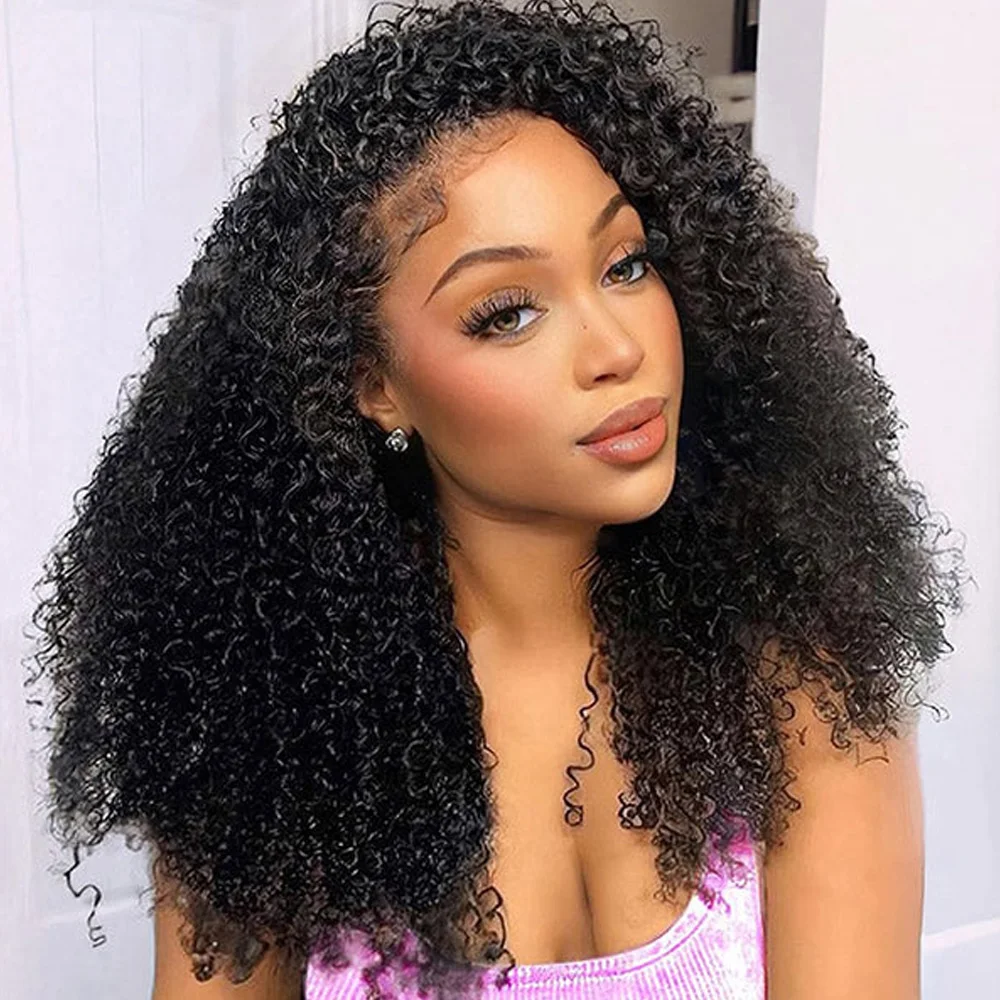 Kinky Curly Half Wig Human Hair Real 250% Density Glueless Upgrade 3 IN 1 Half Wig With Drawstring Seamless Clip Ins Flip Over Brazilian Kinky Curly Remy Human Hair For Beginner Friendly No Glue No Lace