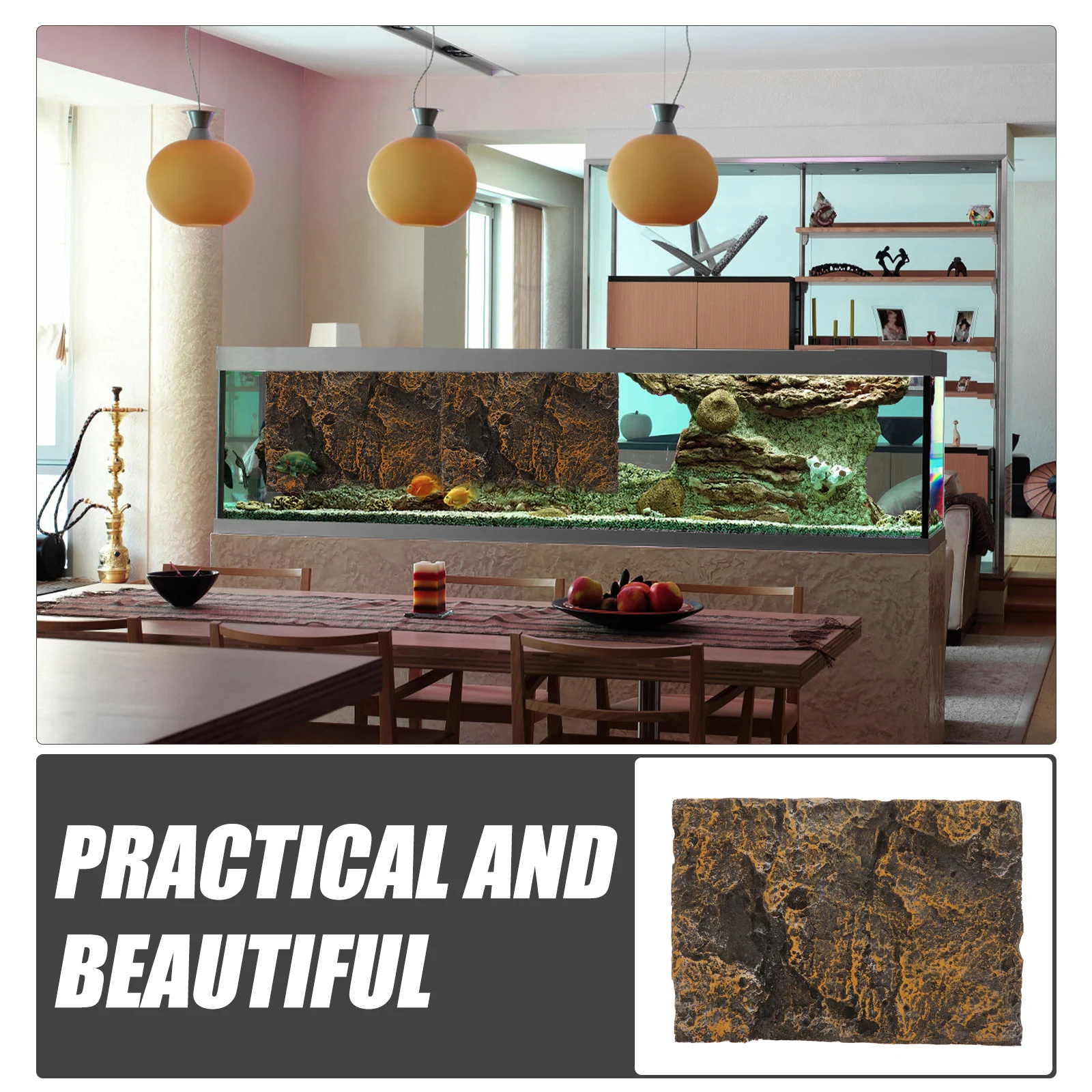 

3D Aquarium Background Rock Decoration Natural Texture Reptile Tank Background Board Fish Turtle Tank Landscape