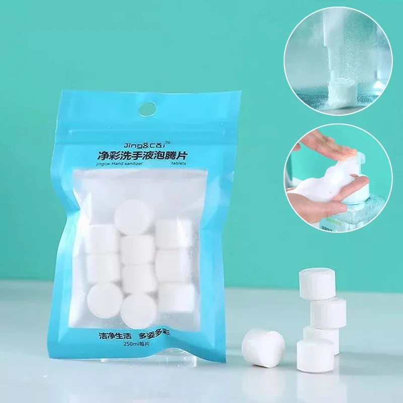 10pc Soap Water Melt Effervescent Tablet Foam Hand Sanitizer Natural Moisturize Hand Soap Paper Clean Washing for Skin Cleaning