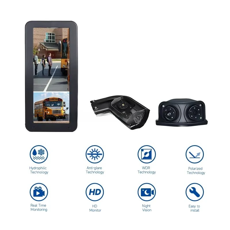 12.3 Inch IPS Truck Bus Side Rear View Blind Spot Car Monitor 2-Channel 1080P Electronic Mirror Dash Cam Night Vision Waterproof
