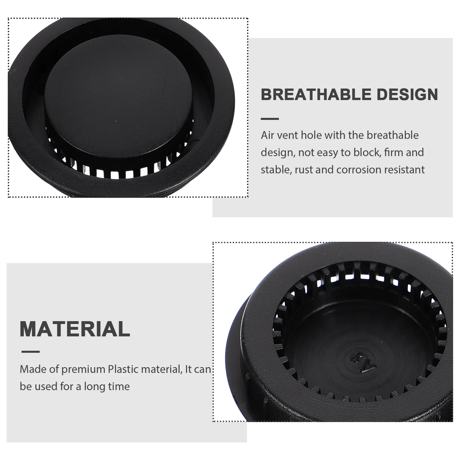 

6pcs Ventilation Net Cabinet Door Black Air Hole Soffit Vent Kitchen Wardrobe Shoe Breathing Heat Odor Plastic Sturdy