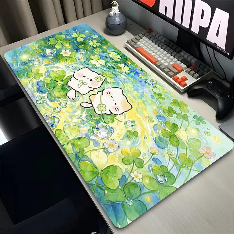 Mouse Pad Four-leaf Clover Extended Mouse Pad PC Computer Keyboard Pad Lucky Plant Table Mat Gaming Accessories Large Mousepad