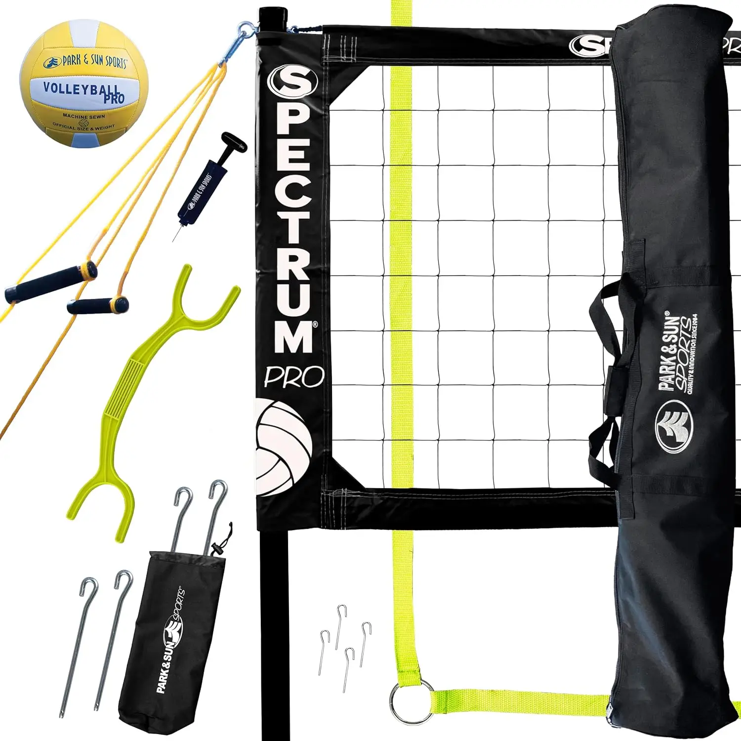 Portable Professional Outdoor Volleyball Net System, Black (SPEC-PRO/Black)