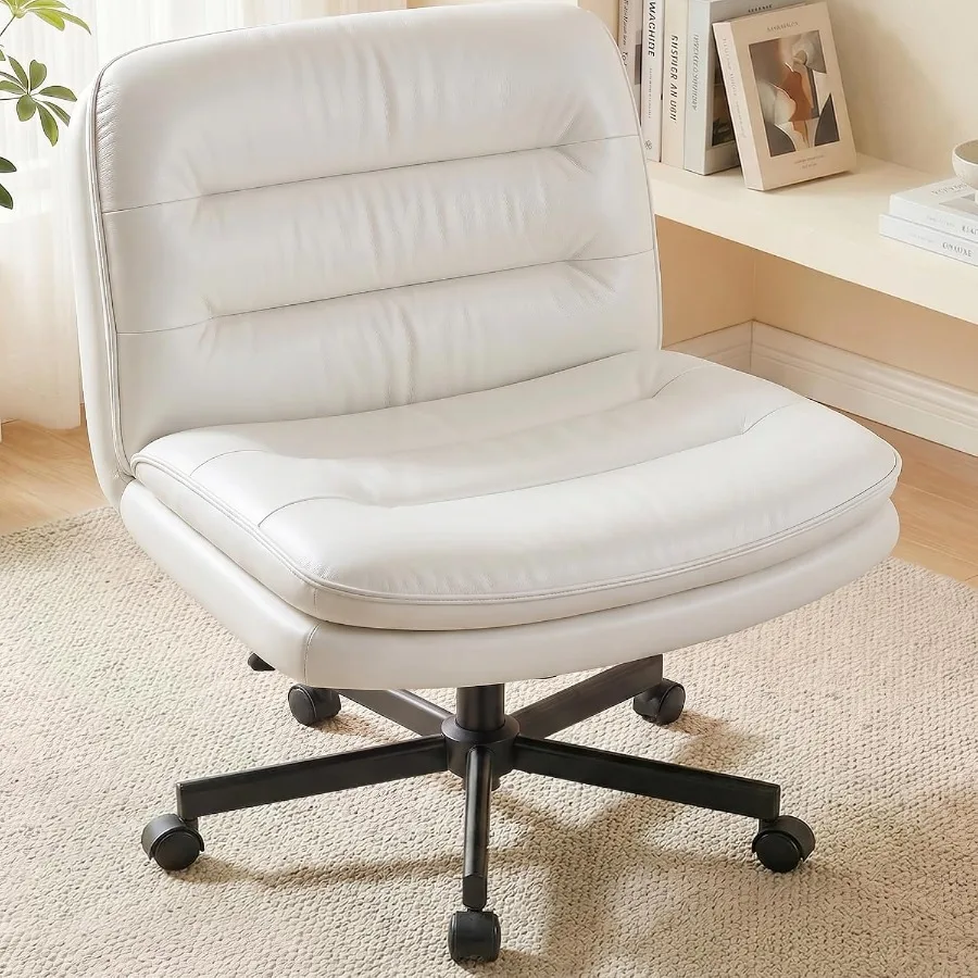 Criss Cross Office Chair Armless Vanity Chair with Comfy Seat