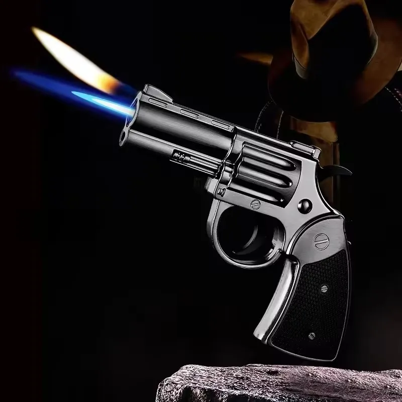 Gun Ignitor Windproof Metal Inflatable Cigar Lighter Inflatable Switchable Fire Pistol Cigarettes Lighters Smoking Accessories