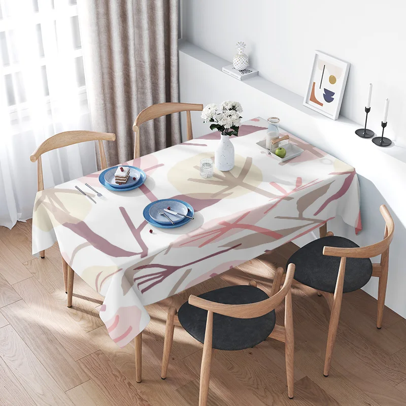 

Modern Nordic Style Flower Tablecloth 3D Printed Non-Slip Plastic Table Cover for Home Decor (M)