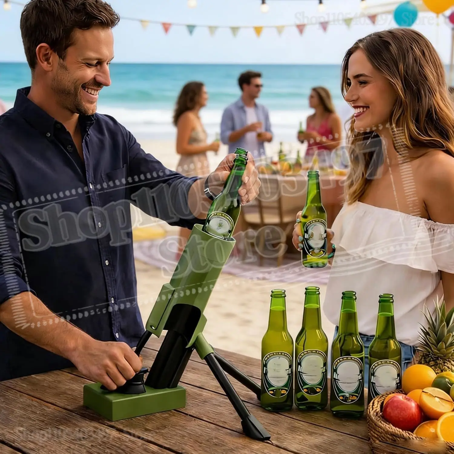 

2026 Hot Heavy Duty Beer Bottle Mortar Opener Tactical Cap Launcher Hands Free Push Down for Bar Desk Decor