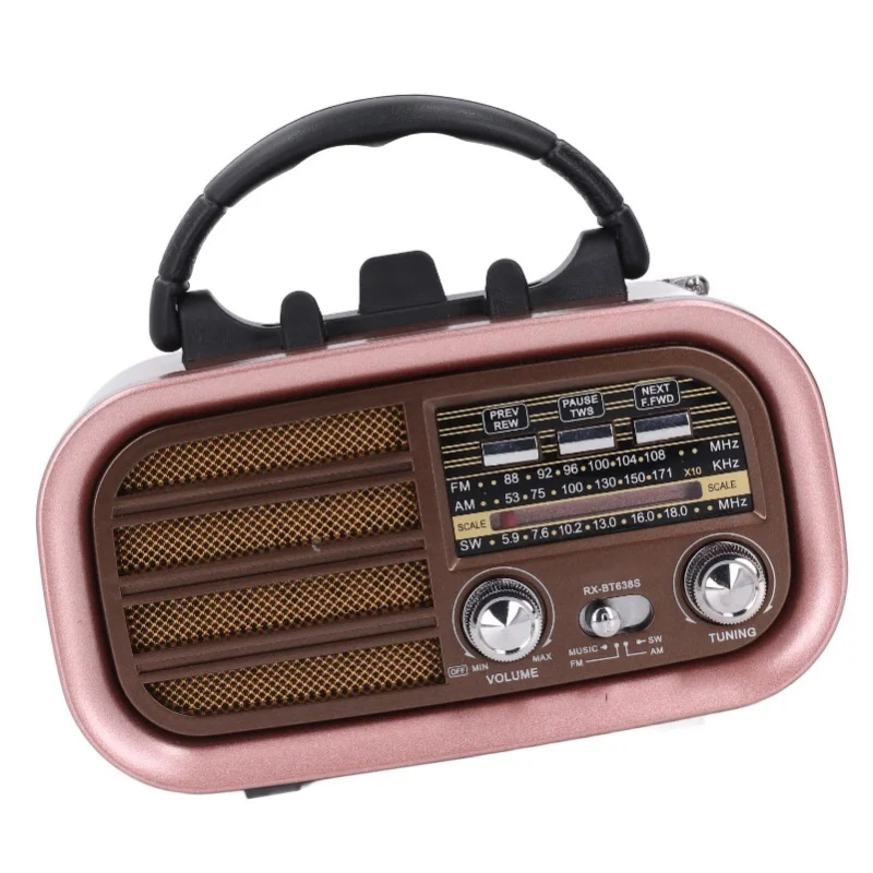 Piccola radio vintage retrò AM FM SW batteria ricaricabile portatile ad energia solare per campeggio domestico BT638S