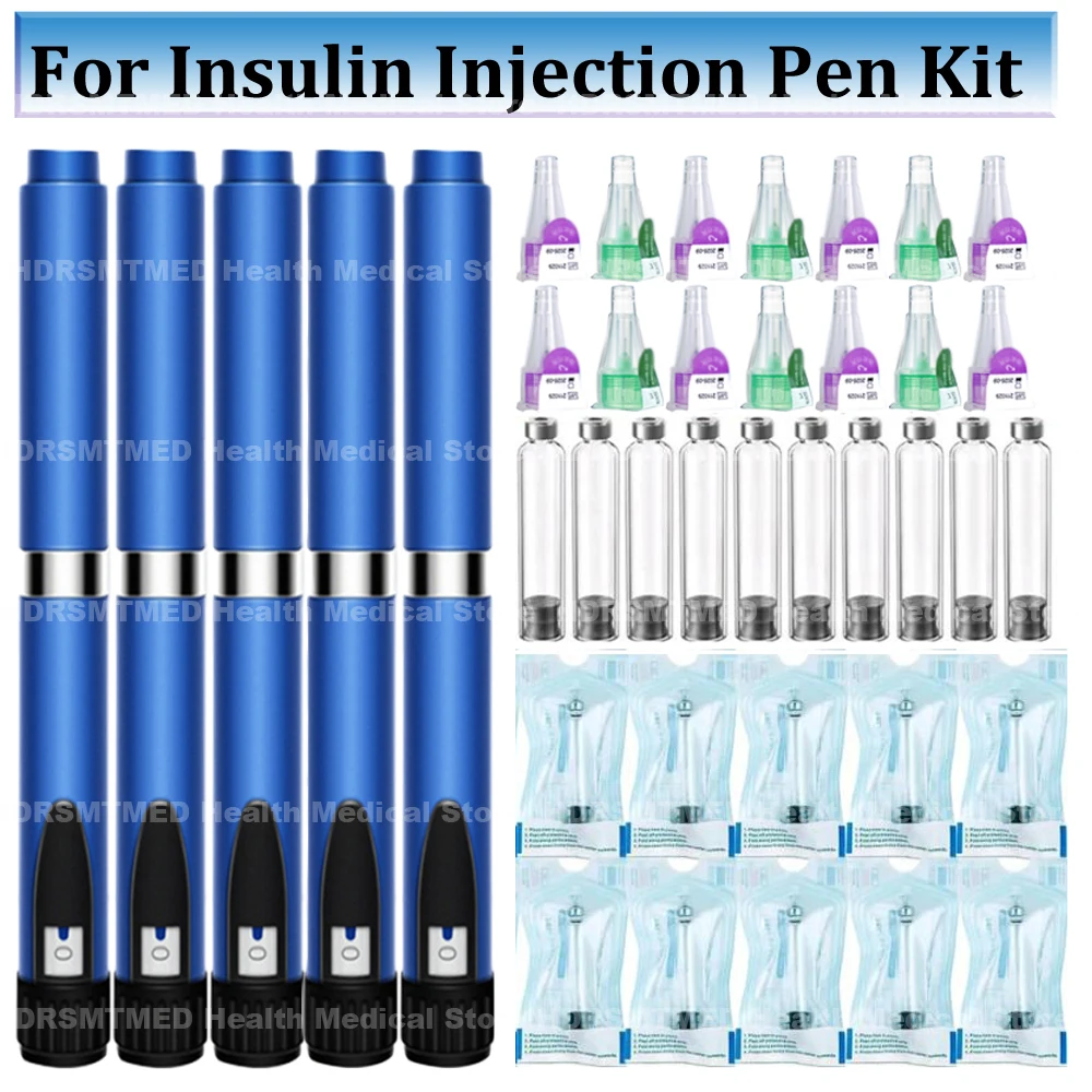 Reusable Injection Pen Adjustable 60U Dose Injector 3ml Cartridge Pen Tip & Box Compatible Syringe Pen for Insulin Injection