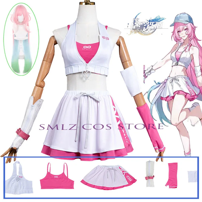 

Cheerleading Cyrene Cosplay Game Honkai Star Rail Costume Women Sexy Bra Dress Wig Set Halloween Party Play Outfit for Woman