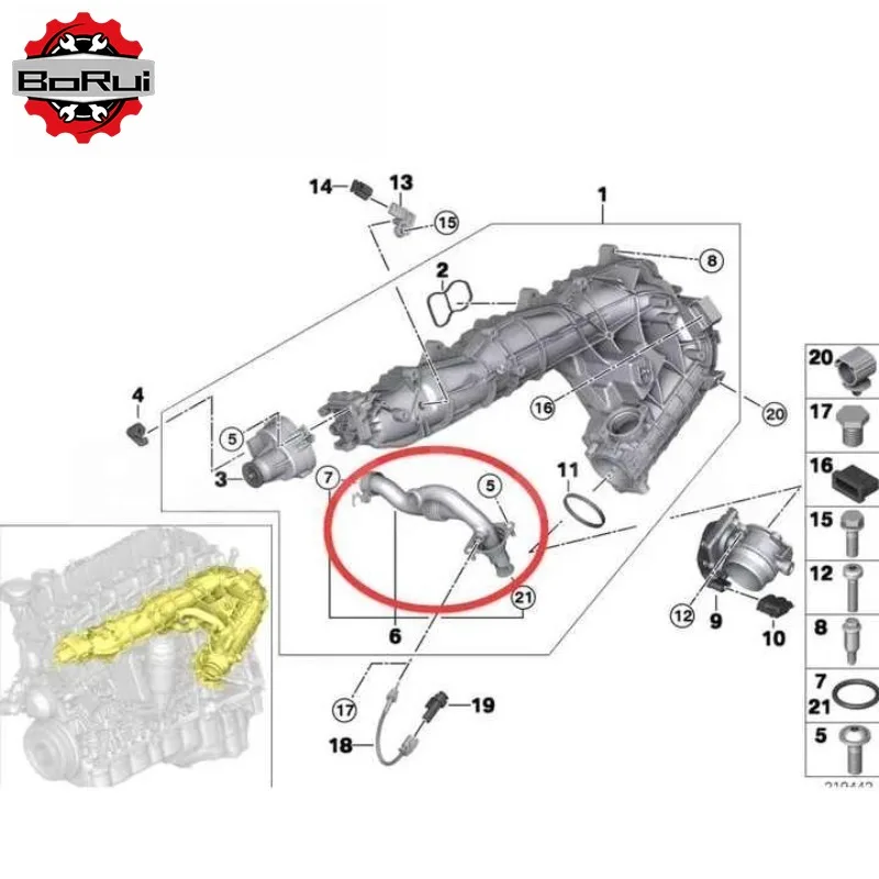 Afbeelding 7: 11618511363 11617800088 Motorinlaat Inlaatspruitstuk voor BMW E82 E91 F07 F03 E84 X3 E83 X5 E70 X6 E71 E72 3.0D 3.0 Diesel