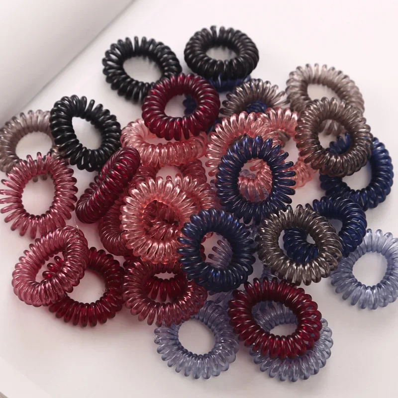 5pcs/lot Women Hair Rope Elastic Hair Spiral Hairbands Silicone Ties Accessories Telephone Wire Line For Hair