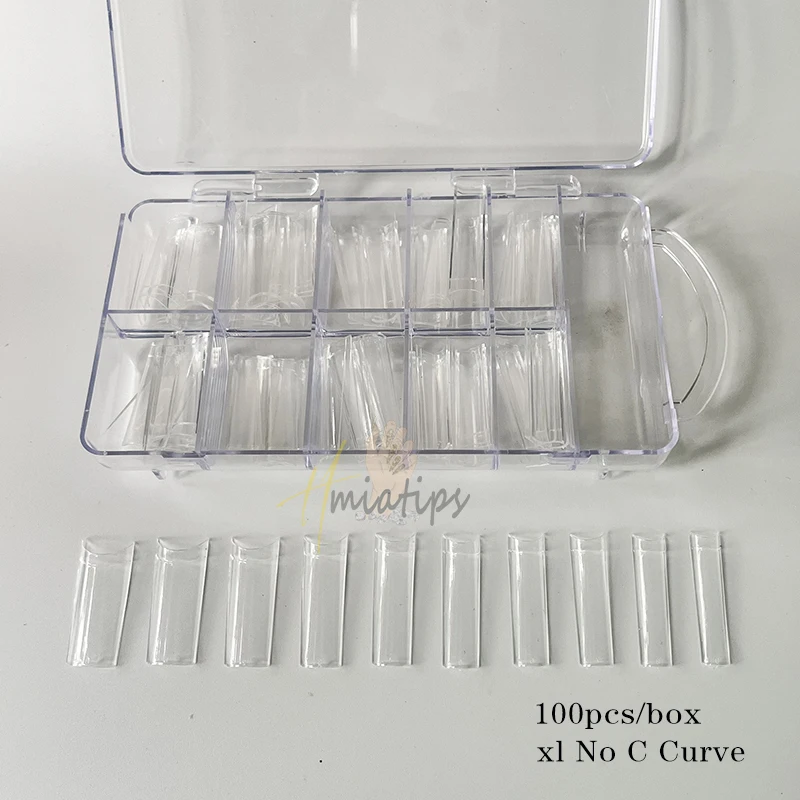 100pcs No C Curve XL Square Straight False Nail Tips Gel X Nails Extension System Half Cover Clear Coffin Press On Nail Tips