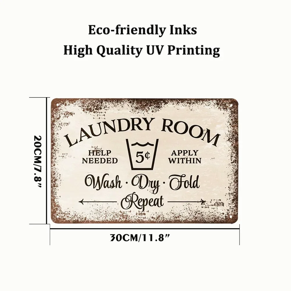 Laundry Room Retro Plaque Signs Tin Painting Sign Hot Tub Bathroom Metal Poster Wall Stickers Vintage Home Decor Plates 20x30cm