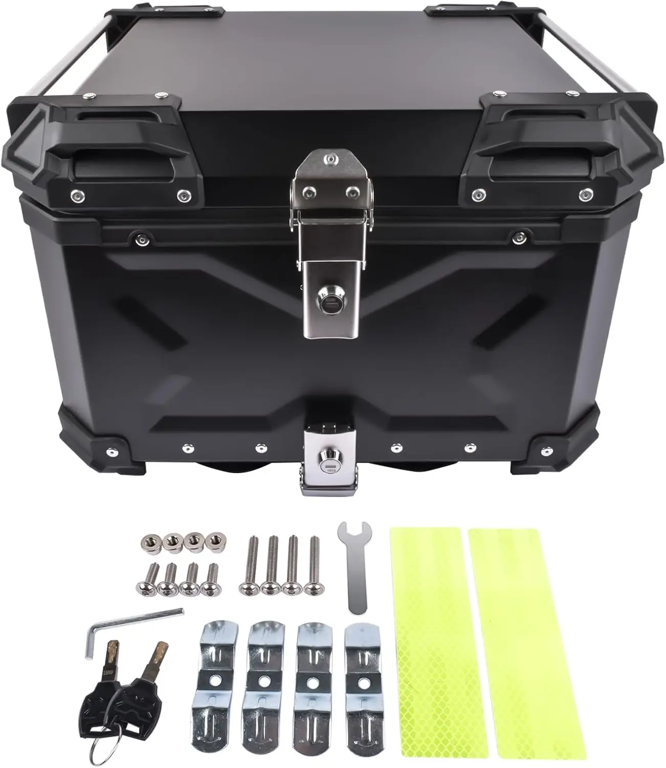 

Универсальный верхний чехол для мотоцикла 55 л, водонепроницаемый задний верхний ящик для мотоцикла, алюминиевый багажник с замком безопасности для магазина H