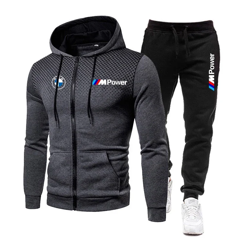 BMW Brand Logo Printed Men's Set Hoodies Clothing Casual Loose Streetwear Male Fashion Autumn Winter Outwear+Pants 2 Piece Sets