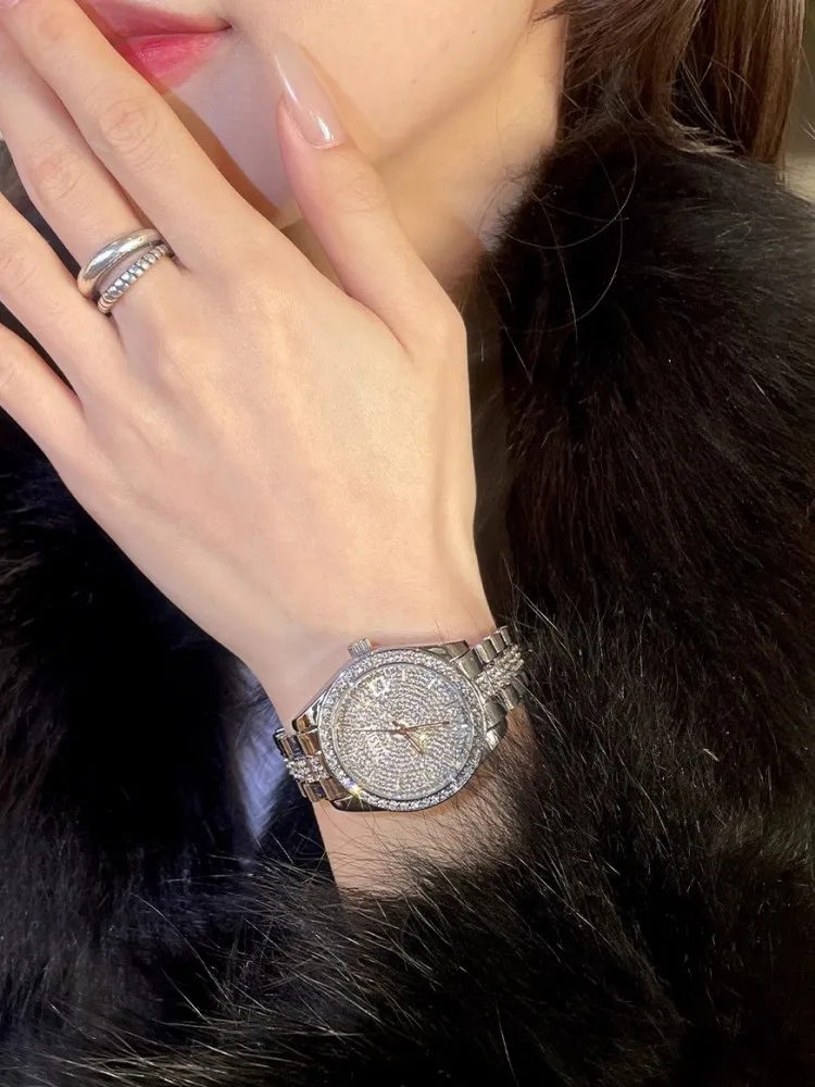 Fashion Diamonds Luxury Women Mechanical Watch Office Ladies Elegant Designer Stainless Steel Wristwatch