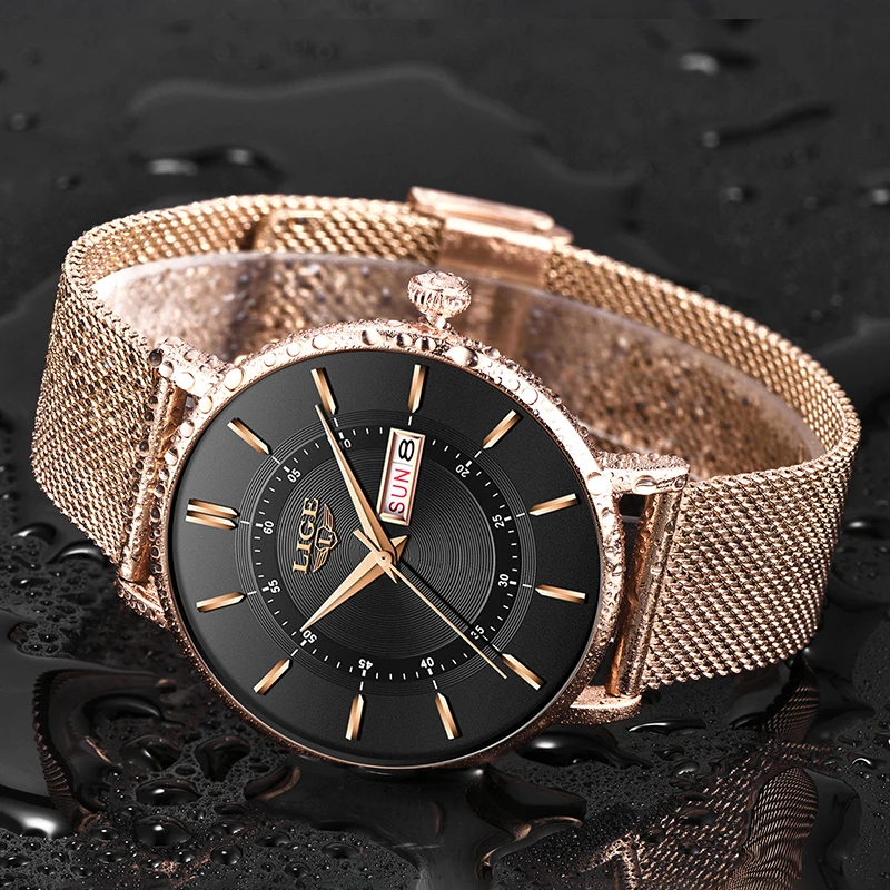 LIGE Luxury Ladies Watch Women Dress Waterproof Rose GoldSteel Strap Women Wrist Watches  Bracelet Clocks Relogio Feminino