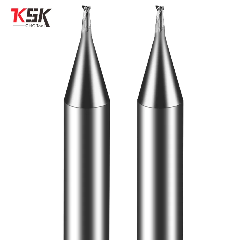 HRC55 หรือ HRC60 Micro คาร์ไบด์ 2 ขลุ่ย 0.2-0.9 มม.4mm Shank Milling CUTTER Mirco คาร์ไบด์ CNC แกะสลักบิตสําหรับอลูมิเนียม