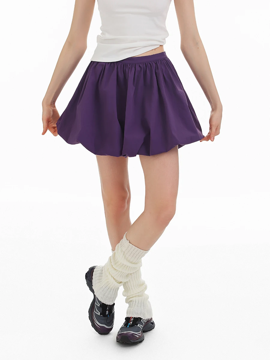 DSU2026 Summer New Cloud Bud A-Line  Skirt Women's Sport Casual Versatile Lantern Short Skirt City Outdoor Nylon Fabric