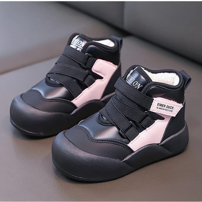 

Winter Thickened Plush Girls Snow Boots Waterproof Warm Fashion Boys Ankle Boots Non-slip Children's Casual Shoes