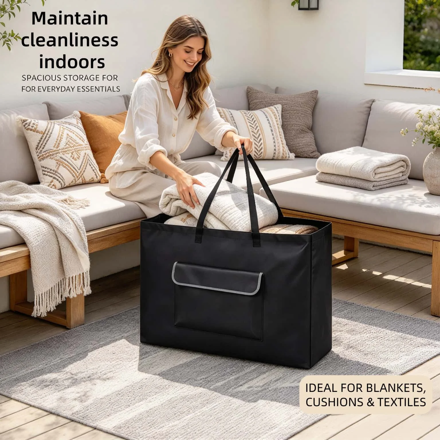 Foldable Oxford Cloth Storage Bag Reusable Large Capacity Shopping Tote Bag Portable Household Organizer