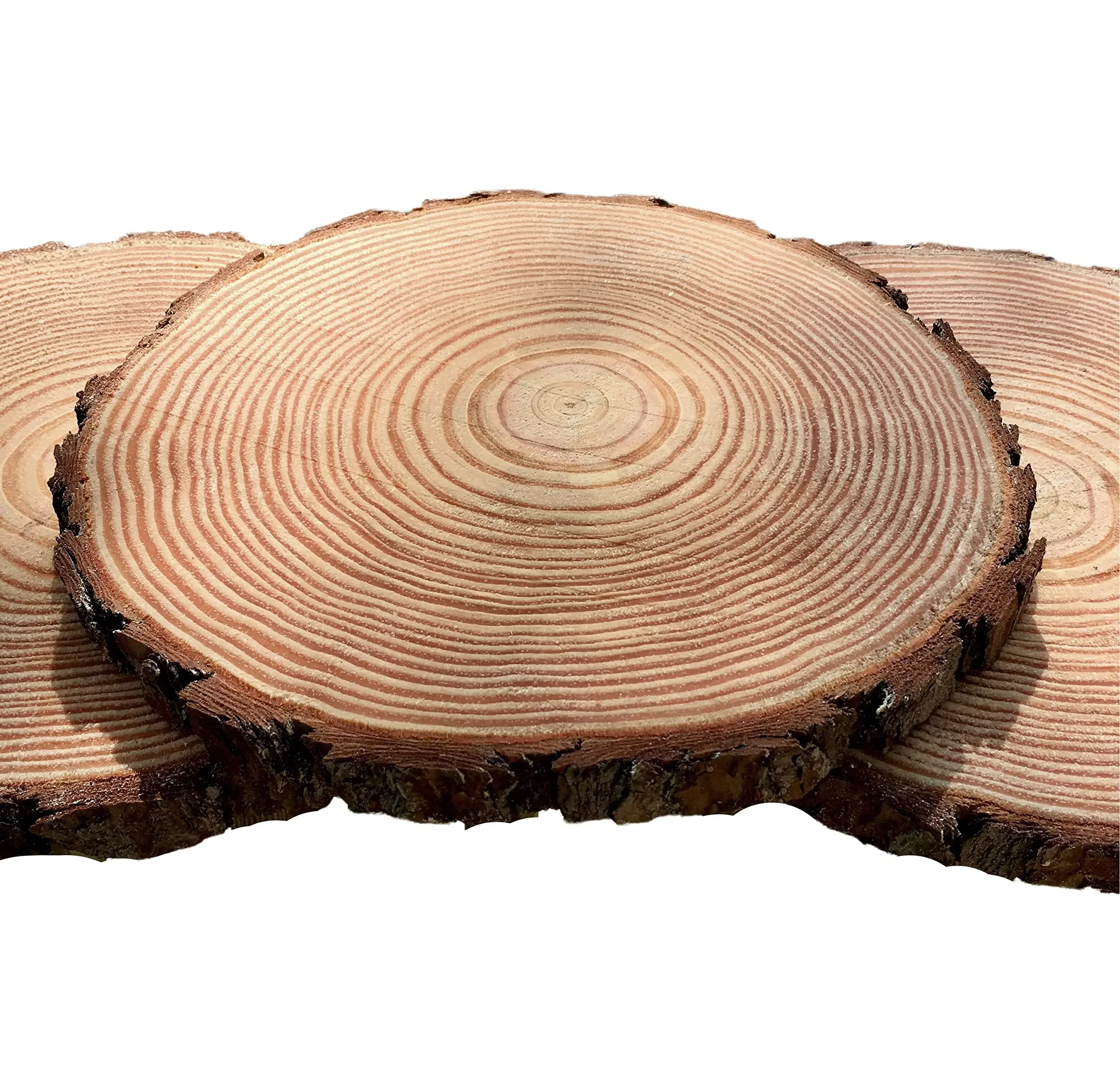 18-30cm Natural Wood Slices Round Pine Wood Slab Round Rustic Slices Weathered Log Disc Outdoor Country Barn Wedding Table Decor