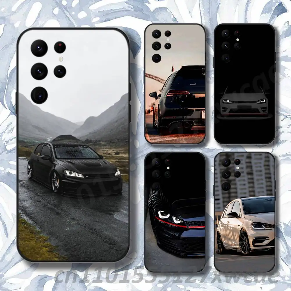 Car V-Volkswagen-es-Golf VW Phone Case For Samsung S10,S21,FE,S21 ,S26,S25,S24,S23,Ultra,S9,S22,Plus Black Shockproof TPU