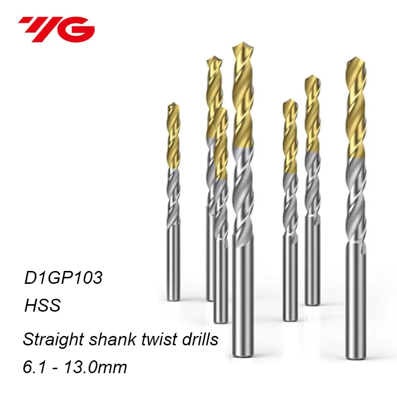 Broca helicoidal HSS YG-1 D1GP103 Processamento: aço inoxidável. Liga de aço. Alumínio etc 6,1-13,0mm 10 unidades/conjunto